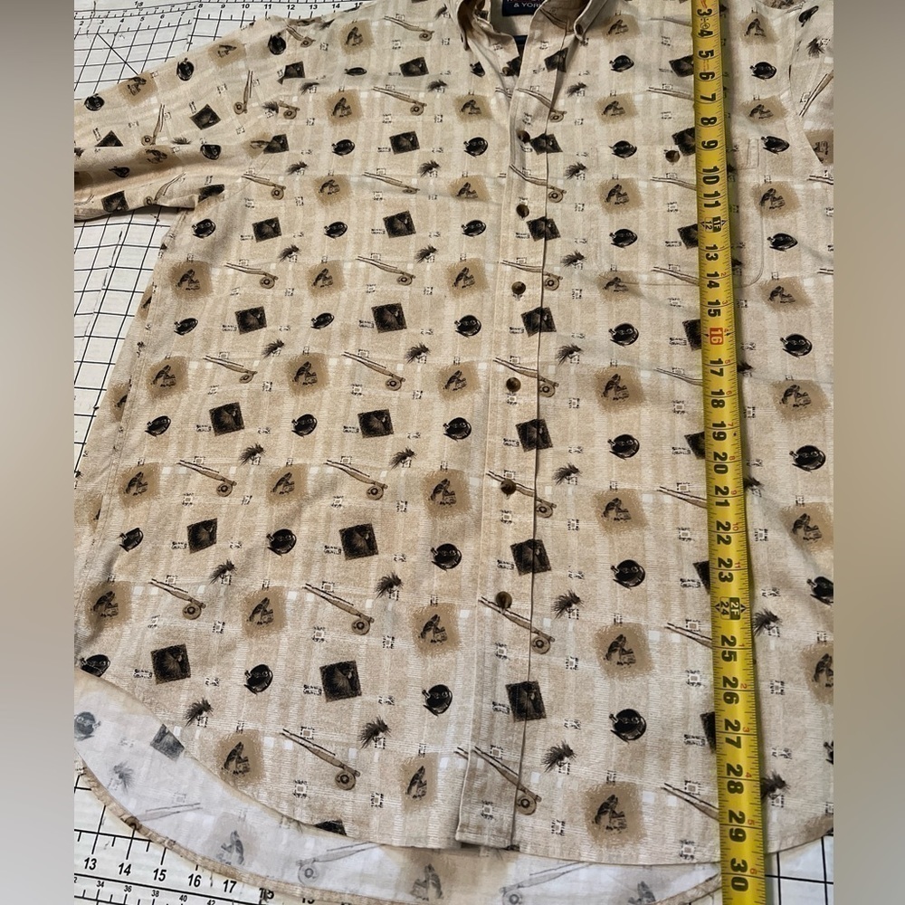Roundtree Yorke Shirt Mens Large Fly Fishing Outdoor Camp All Over Print. - Picture 5 of 5